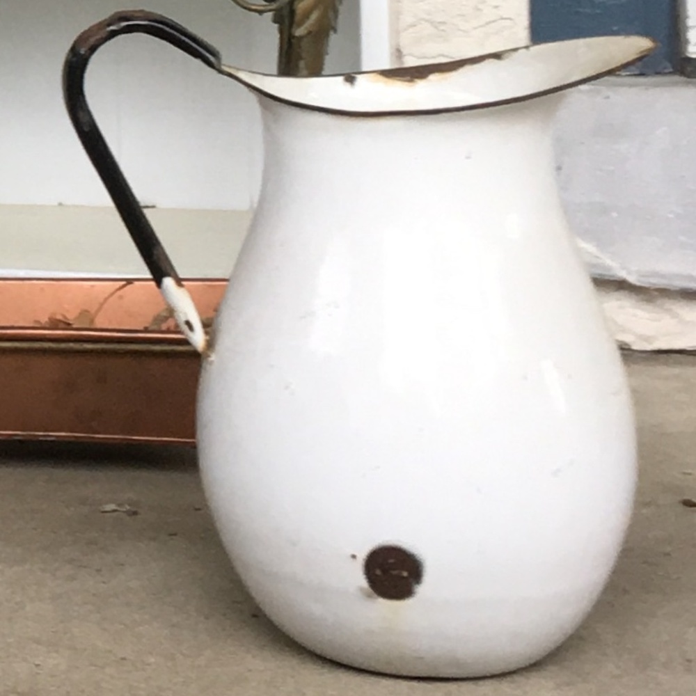 White Metal Farmhouse Pitcher - 12 x 12 - Old